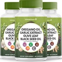 Oregano Oil Extract Olive Leaf Black Seed Oil Astragalus - Imune Tambahan Dukungan untuk Perempuan dan Men- 180 Count