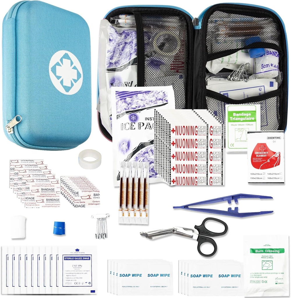 Car- Home Survival First- Aid Kit Emergency- Kit - Blue 273Piece Equipment Travel Supplies First Aid Set Home Esenitials Camping Hiking YIDERBO