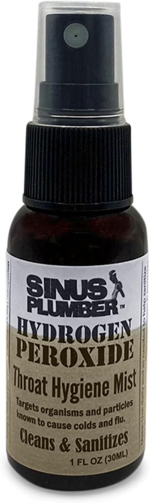 Sinus Plumber Hydrogen Peroksida Sore Throat Spray Cleans, Calms and Protects, Cold and Flu Formula