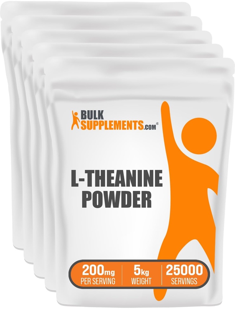 BelokSuplements.com L- Theanine Powder - L- Theanine Suplemen, L- Theanine 200mg - Amino Amino Tambahan, Murni & Gluten Bebas, 200mg per Serving, 5kg (11 lbs) (Paket 5)
