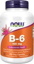 Sekarang Makanan Suplemen, Vitamin B-6 (Pyridoxine HCI) 100 mg, Kesehatan Kardiovaskular, 250 Veg Capsules