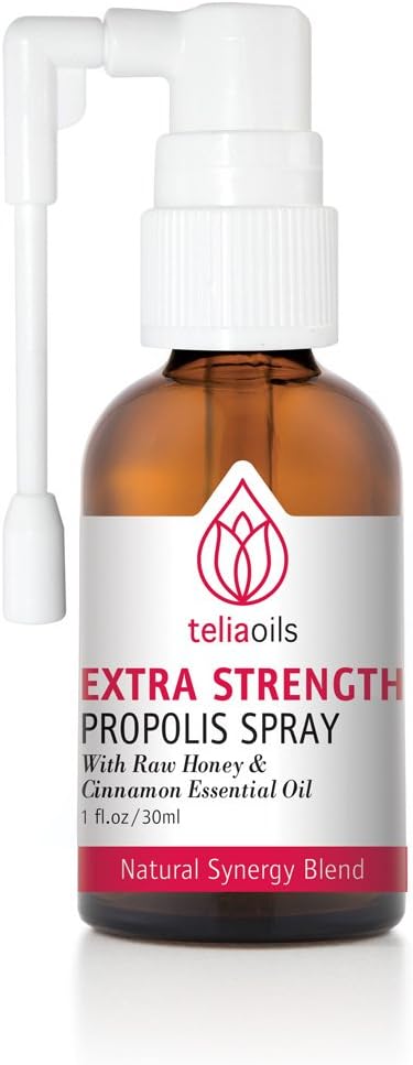 Telioils Propolis Spray Body 's Support, Soothing Cough & Sore Throat, helping Mouth iritations, colds, 100% Natural, with Honey & Cinnamon Estoil Oil.