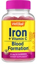 Welly Iron Gummies dengan Vitamin C-Anemia and Cellular Energy Dukung, Promotes Red Blood Cell Formasi - Energi & Imune System Dukungan -Natural Grape Flavor- 60 Gummies