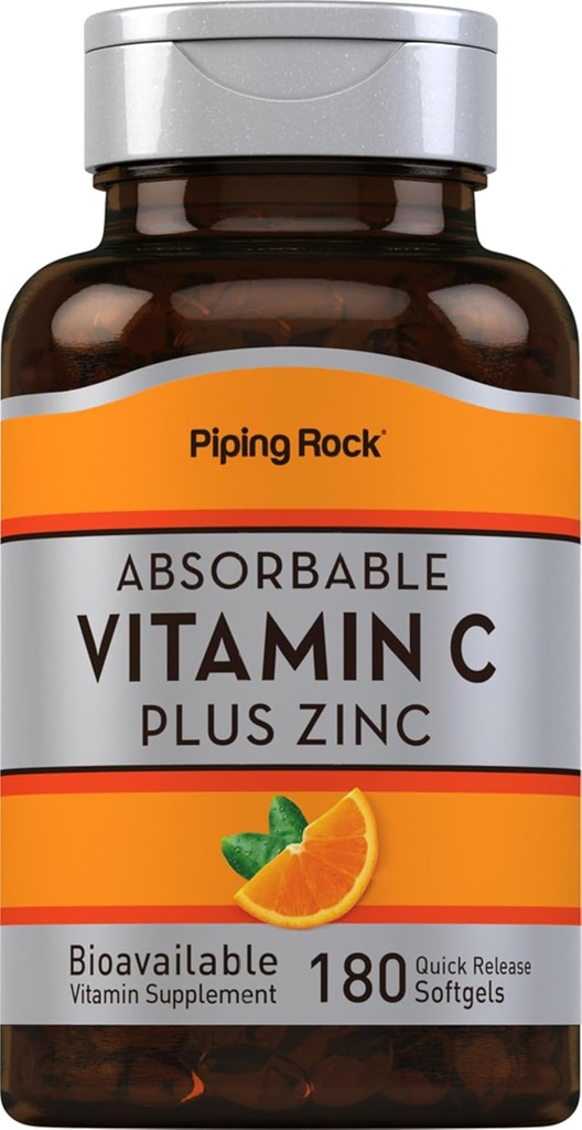 Absorbable Vitamin C Plus Zinc, 180 Quick Rilis Softgels