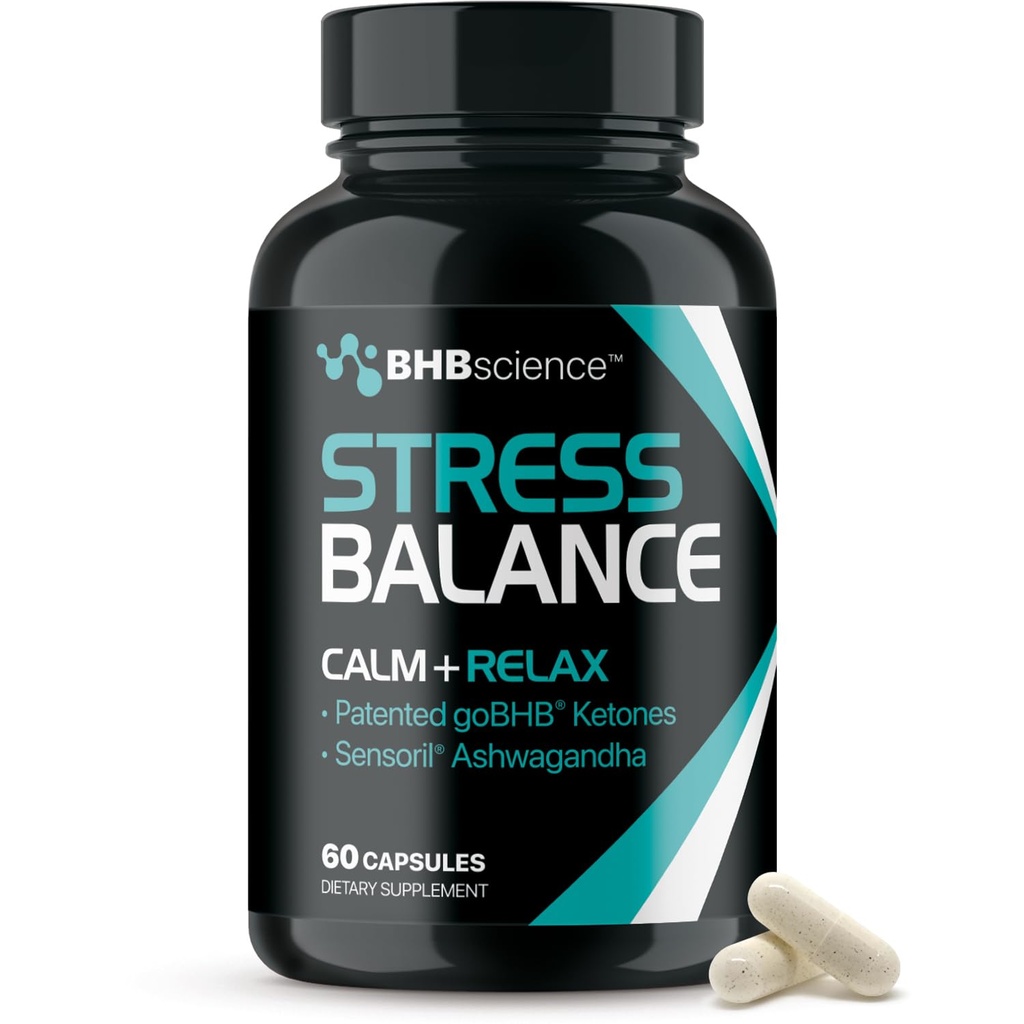 Calming Cortisol Supplement for Women & Men - Clinically Validated Sensoril Ashwagandha and goBHB Mood Support Supplement for Balanced Energy & Focus and Cortisol Support - 3rd Party Lab Tested