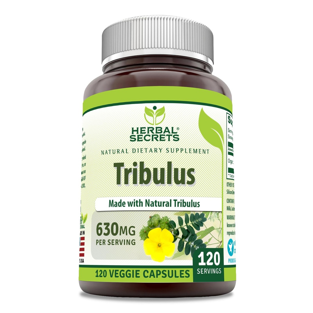 Herbal Secrets Tribulus 630 Mg 120 Veggie Capsules Suplement: 124; Non- GMO 124; Gluten Free Alag124; Made in USA