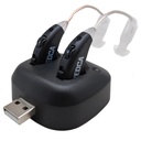 Digital Hearing Amplifier - Rechargable Premium BTE Personal Sound Amplifier Pair dengan USB Dock, Behind the Ear Hearing Enhancement Devices with Long Lasting Battery Life, Black