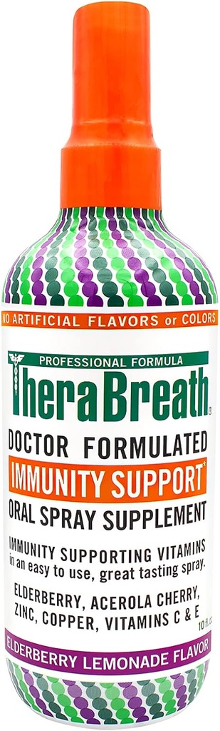 Dukungan kekebalan TheraBreath Dokter Formulasikan Tambahan Semprotan Oral, Elderberry Lemonade, 10 Ounce