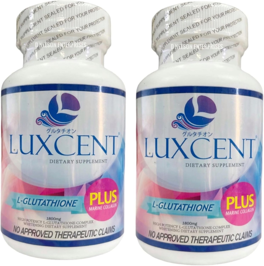 Generik 2 Botol Luxcent Glutathione Plus Capsules 1800mg, 60 Count