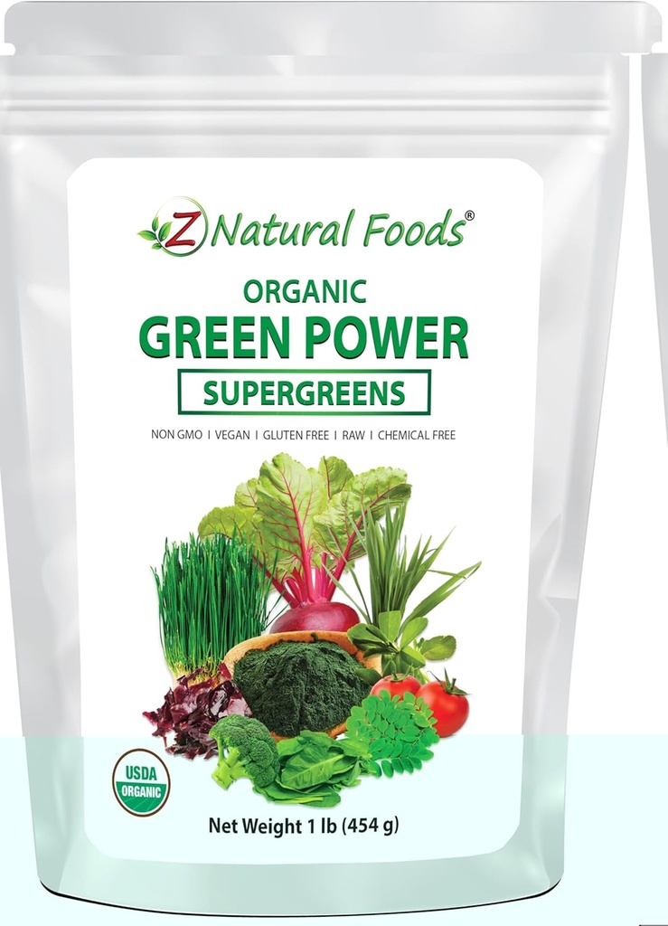 Z Natural Foods Organic Greens Superfood Popper - Barley Grass, Wheatgrass, Spirulina, Spinach, Brokoli, Alfalfa Leaf, Beet Root, Tomato, Duse & Moringa