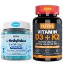 Vitamin D3 20.000 IU + K2 (MK7) 200mcg, L- MethylFolate 15mg & Metil B12 Gummies