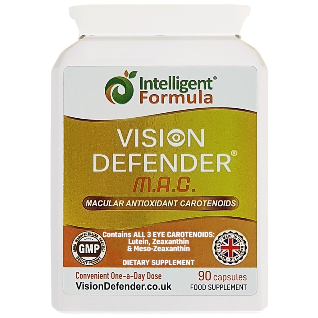 Vision Defender MAC Eye Supplement: Lutein, Aboxanthin & Mesoxanthin Triple Antioxidant Carotids for Eye Health and Eyesight (90 Capsules / One Capsule Daily) Dibuat di Inggris