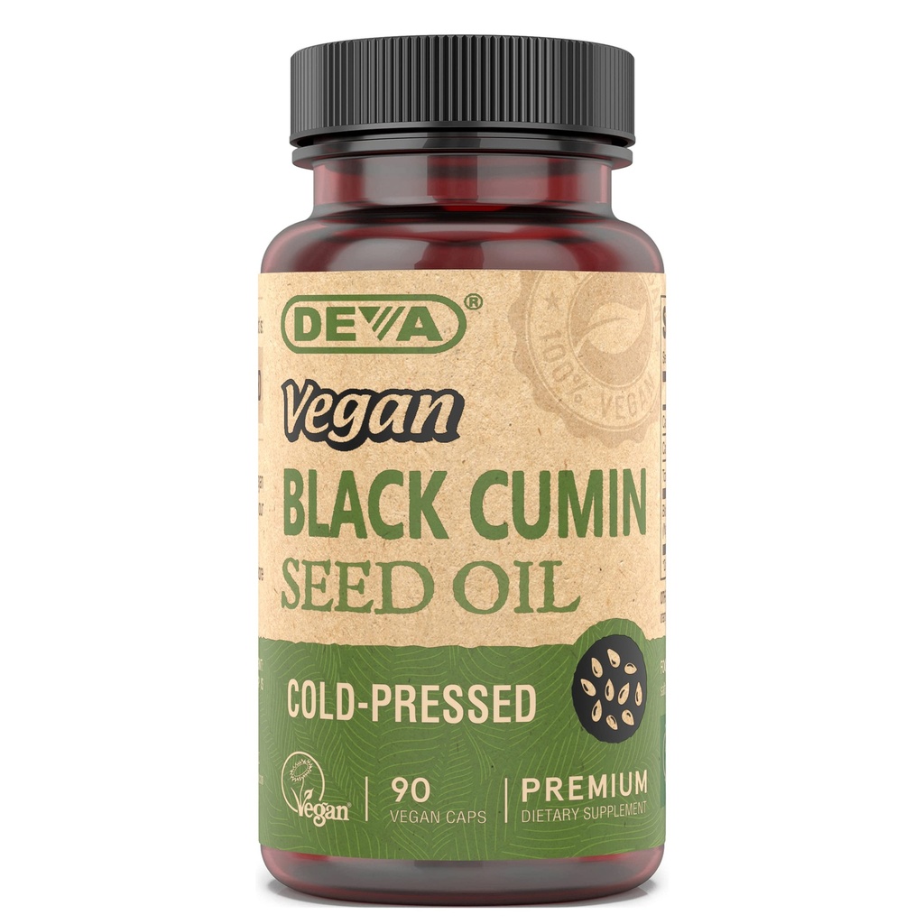 Deva Vegan Nutrition Black Cumin Seed Oil, Cold- Menekan, Tidak halus, 90 Kapsul (Paket 3)