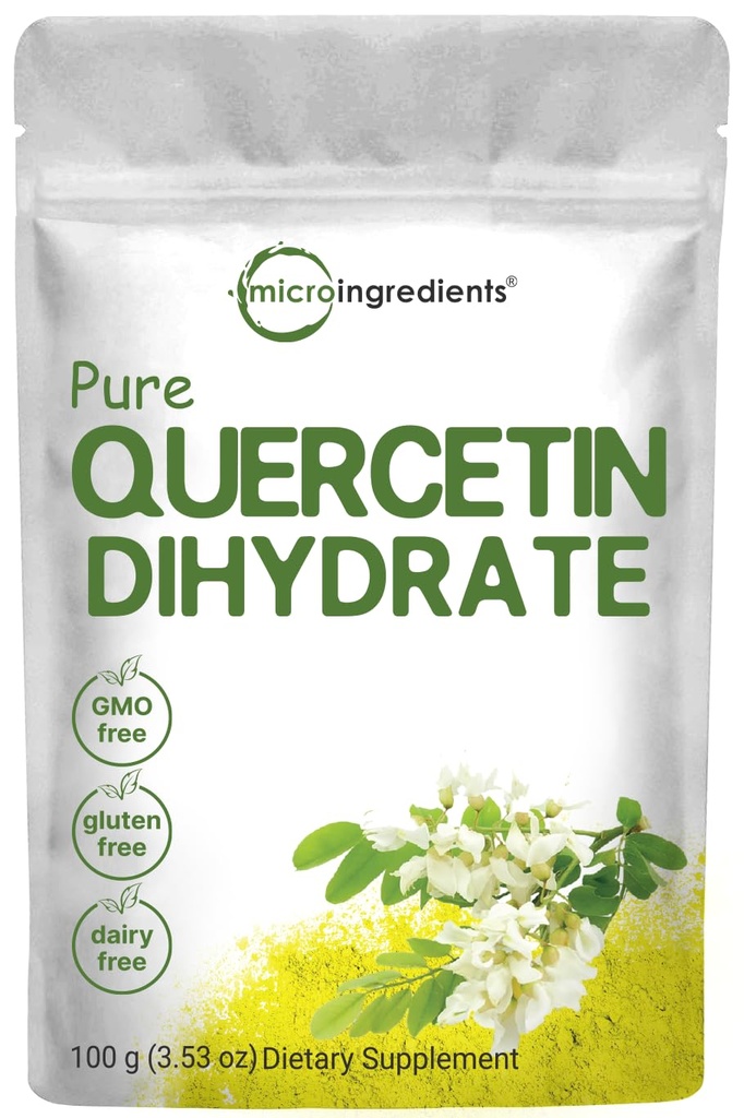 Powder Quercetin murni, Quercetin 500mg Per Serving, 100 Grams, yang paling Bioavable Grade and Filler Free, powerful Antioksidant Supports Energy, Immune System, No GMO dan Vegan