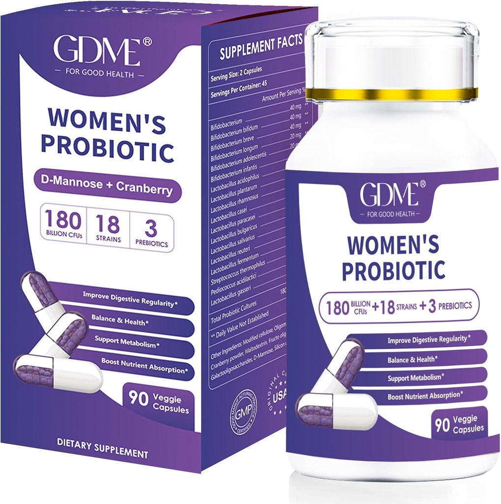 180 Milyar CFU 18 Strains mengandung suplemen Probiotic Cranberry Probiotic CFOUS Distribution Immunity for Women 's Health, Non Soy Gluten Dairy Free 90 Vegetarian Capsules