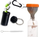 Protein Funnel Set Travel Protein Powder Kontainer dengan 1 Carabiner 1 Brush dan 1 Mini Pocket Box Reinforced untuk Mencegah Spill Gym Pre- Workout Support Oranye Powder