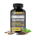 Noomost Organic Ashwagandha 400mg Capsules w / Black Pepper Extract as Vegan Ashwagandha Suplemen Anti Stress Relief, Natural Mood Support, Energy & Focus 60 Capsules
