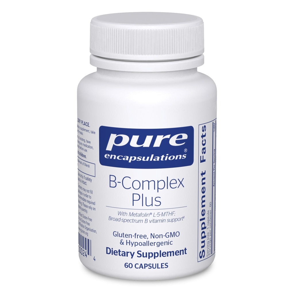 Encapsulasi B-Complex Plus - B Vitamin Suplemen untuk Mendukung Kesehatan Neurologis, Kesehatan Kardiovaskular, Tingkat Energi & Dukungan Sistem Gugup * - dengan Vitamin B12 & Lebih - 60 Kapsul