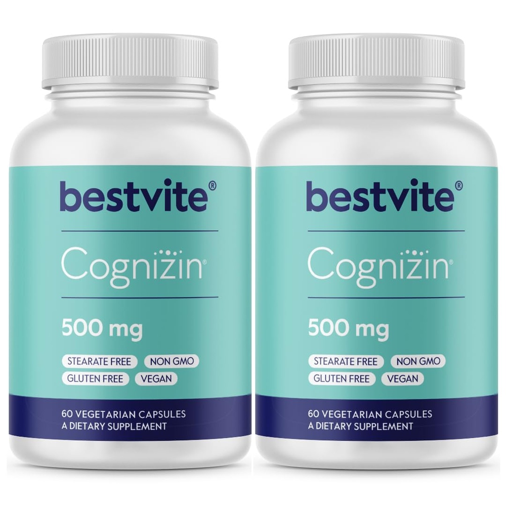 BestVITE Cognizin 500mg (120 Vegetarian Capsules) - Secara klinis mempelajari Premium Chooline Nootropic - Tanpa Stearates - Vegan - Gluten Free
