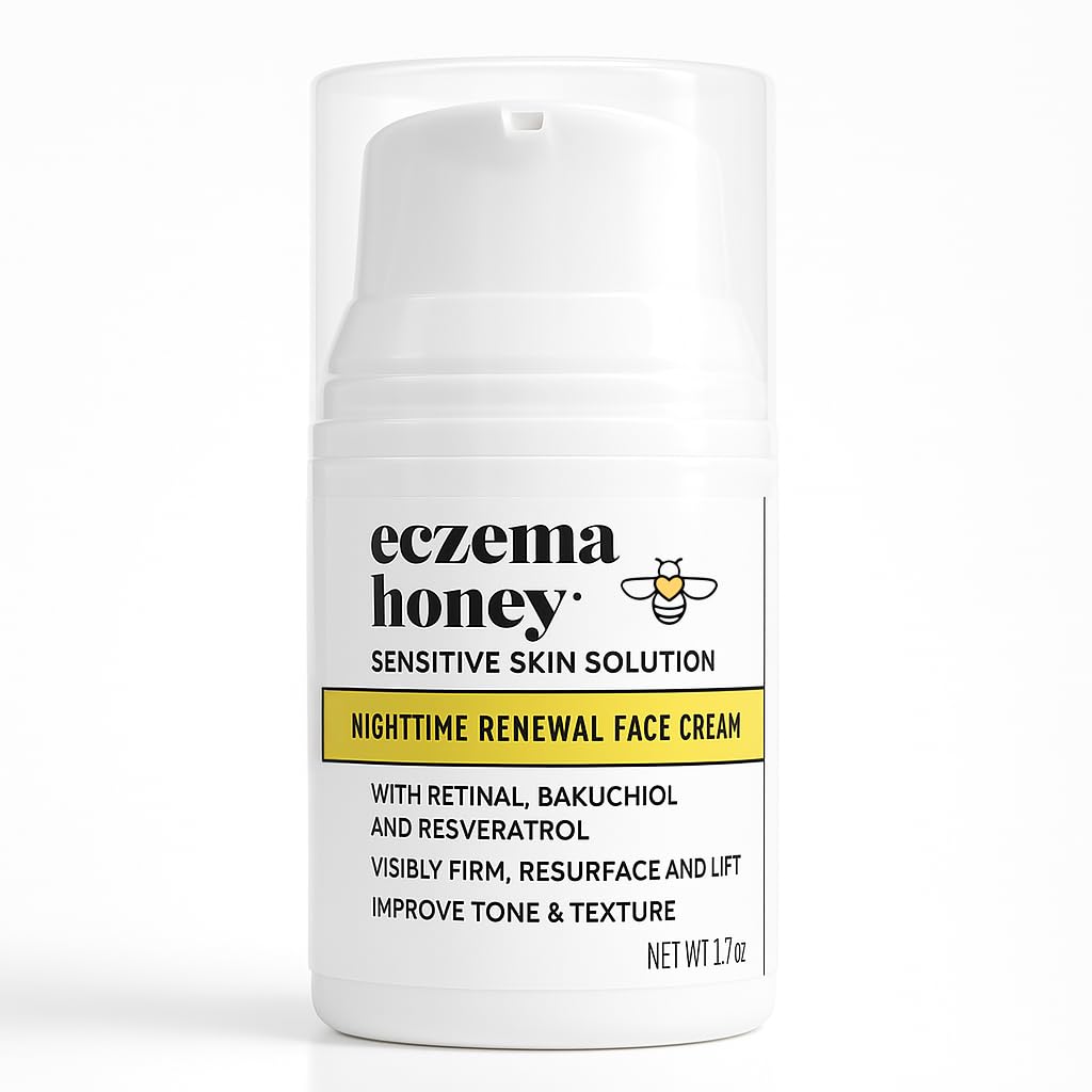 ECZEMA HONEY Konsentrat Cream Wajah Renewal Waktu Malam - Produk Perawatan Skin Anti Beraroma - Moisturizer Wajah Unscented untuk Eczema, Dry & Sensitive Skin (1.7 Oz)