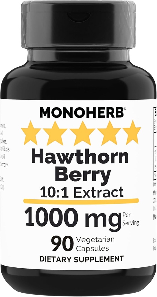 MontaHERB Hawthorn Berry Extract 1000 mg - 90 Vegetarian Capsules