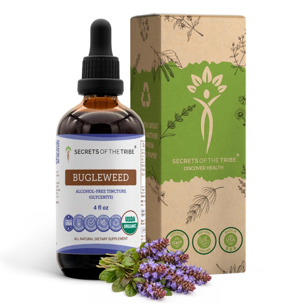 Rahasia dari Tribe Bugleweed Tirture Alcohol-Free Liquid Extract, USDA Organic Bugleweed (Lycopus Virginicus) Dry Herb (4 FL OZ)