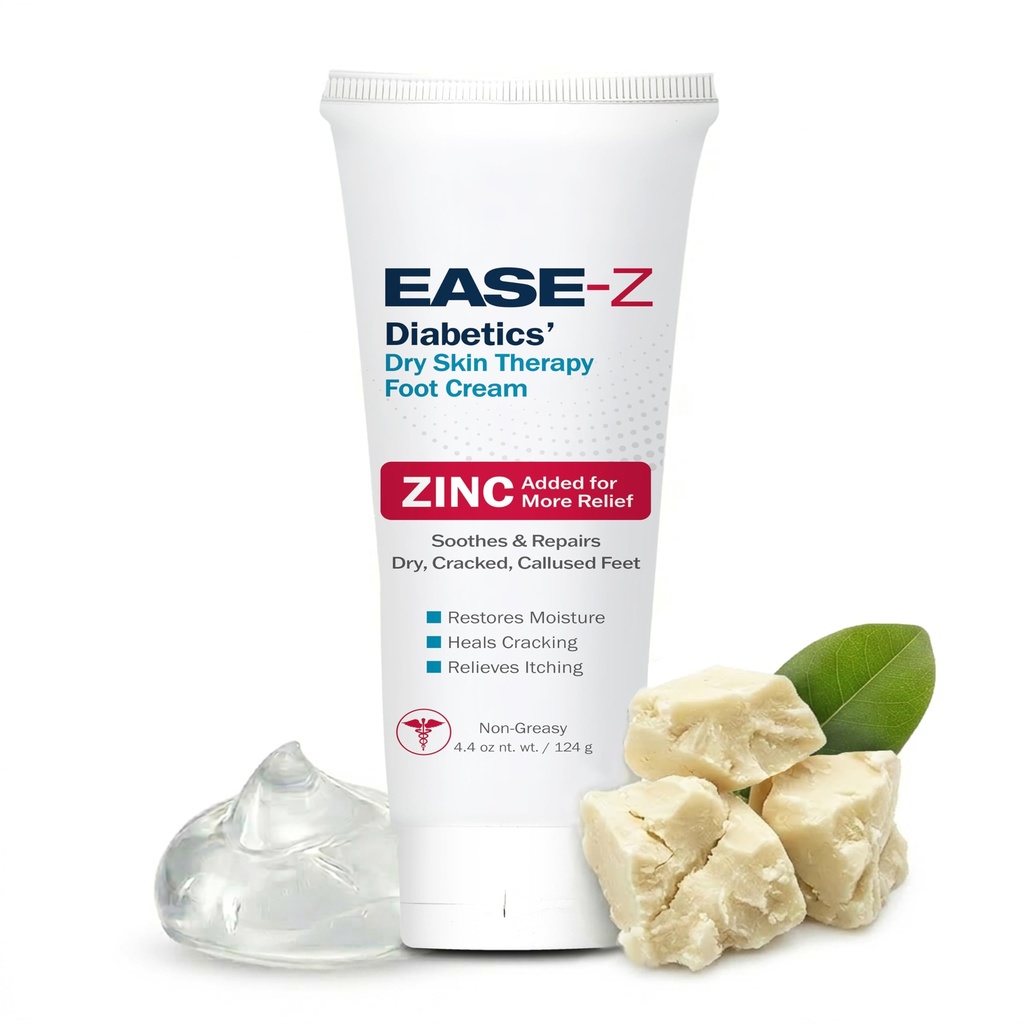 Diabetic Foot Cream. Secara klinis Proven Ingrediens dan ZINC Relieve Dry, Cracked, Callued Feet and Hands. Soothes Pain and Burning. Shea Butter pelembab. Akting cepat, Long- Lasting. 4.4 oz.
