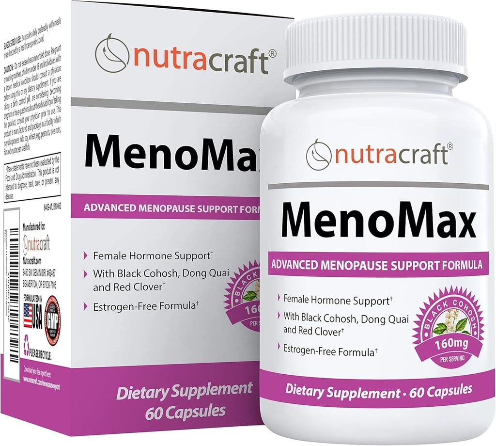 Menopause Relief Suplemen MenoMax # 1 Menopause Supplemen 124; Black Cohh, Dong Quai, Vitex Agnus, Red Clover, Sage, Soy dan Wild Yam Alag 124; Dukungan Alam untuk Hot Flashes, Night Sweats, Dryness dan Mood Swings 128; 60 Capsules