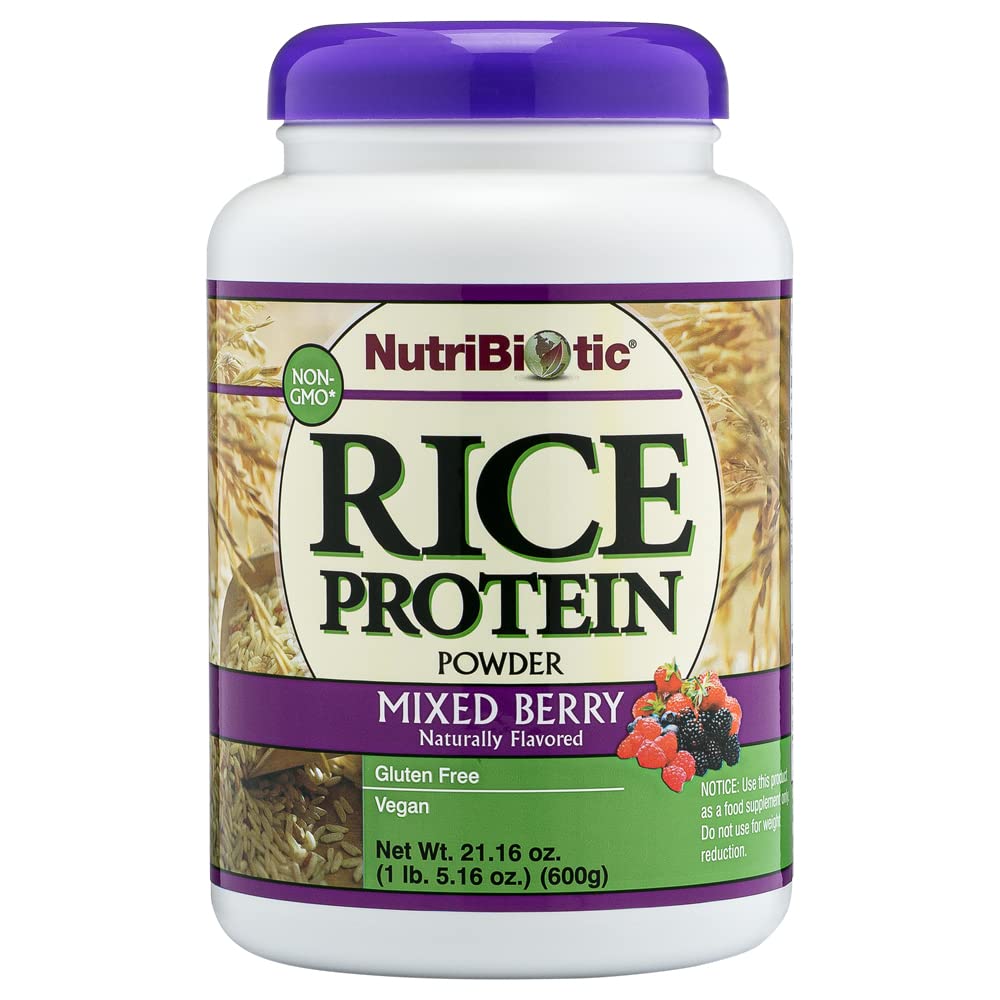 NutriBiotic - Mixed Berry Rice Protein, 1 Lb 5 Oz (600g) adalah 124; Low Carb, Keto- Friendan, Vegan, Raw Protein Powder 124; Grown & Processed Without Chemical, GMO atau Gluten 124; East to Digest & Nutrients & Rich