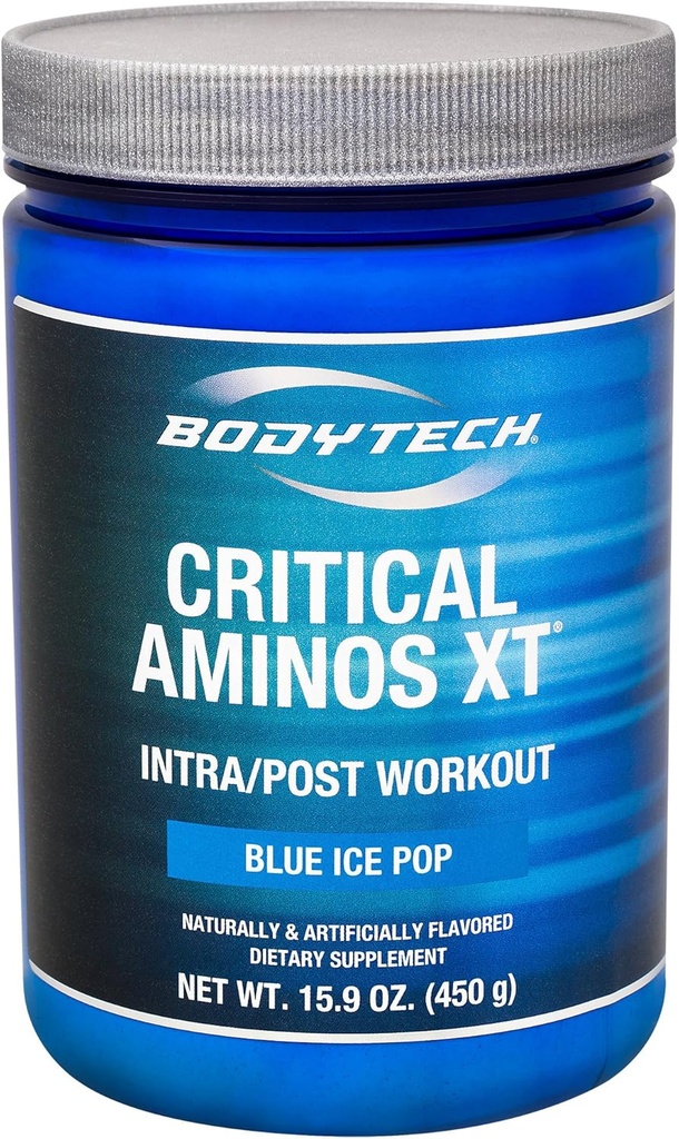 BODYTECH Critical Aminos XT Intra / Post Workout Blue Ice Pop - Mendukung Pemulihan Otot (12.4 Bubuk Ounce)