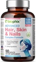 biophix Hair Skin dan Nails Kompleks 180 Caplets dengan 10.000 mcg Biotin - Multivitamin Supports Strong Nails Beautiful Hair Healthy Aging