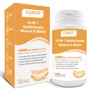 Rambut Skin dan Nails Multi- Vitamin untuk Pria & Perempuan, 1000mcg Biotine & Multimineral, Berisi B- Vitamin C, E & D3, Trace Mineral, Zinc, Gluten- Free, Dairy- Free, Soy- Free, 100 tablet