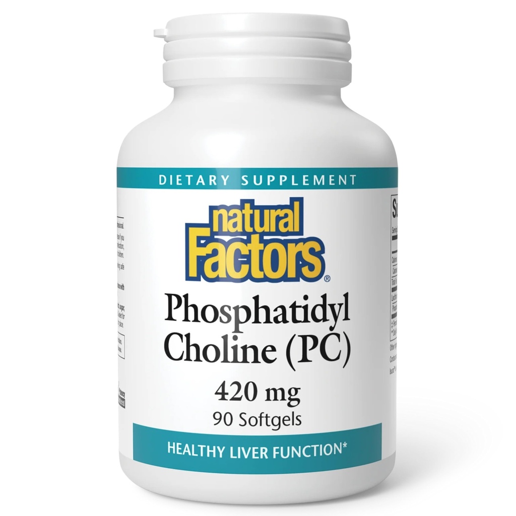 Faktor Alami - Choshhatidyl Choline (PC) 420mg, Menyediakan Fungsi Hati Sehat, 90 Lembut Gels