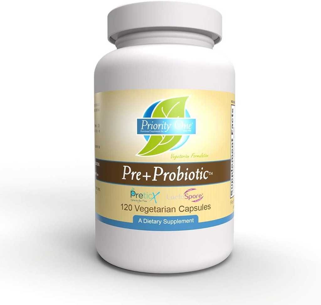 Prioritas Satu Vitamin Pre + Probiotic 120 Kapsul Vegetarian - Dukungan untuk Healthy Gut Microflora * Klinical Power