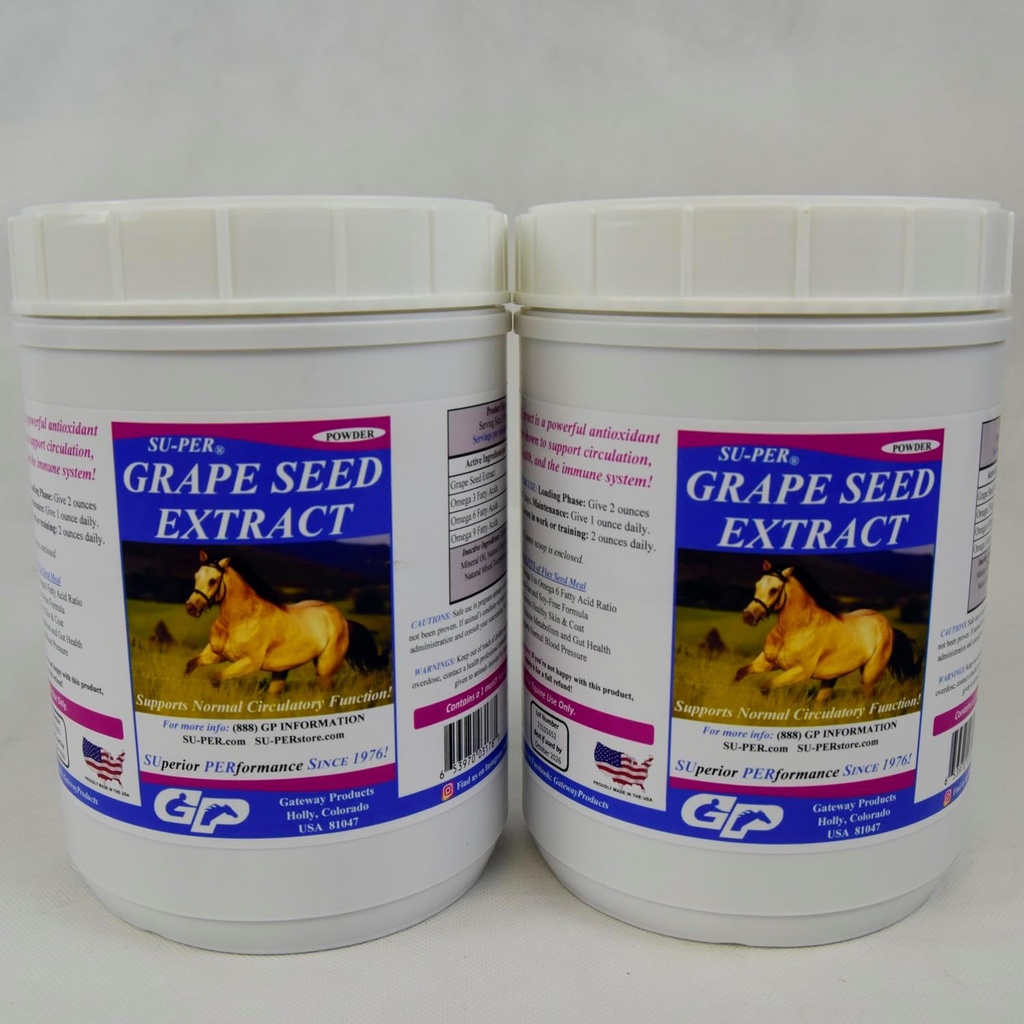 SU-PER Grape Extract Horse Antioksidant - Equine Antioksidant Suplemen Kuda - Pendukung Sirkulasi Kesehatan & Sistem Imune - 2,5 Pounds, (2 Pack)