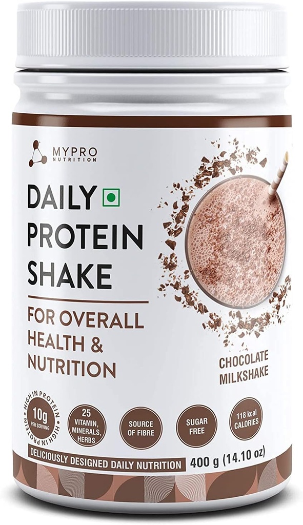 Daily Protein Shake 118 kcal Calories, 25 Vitamin -Serving -40 - untuk Pria & Women Chocolate Milk Shake Flavor untuk 400Gm