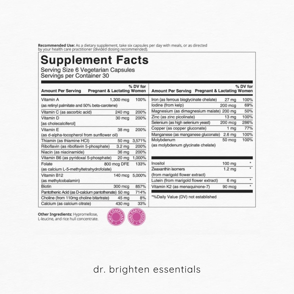 Dr Brighten Prenatal Plus dan Women 's Probiotic Pregnancy Dukungan Bundle - Vitamin, Mineral, Progories, Pregrents, dan Antioksidan untuk Hamil atau Nursing Ibu, Vegan Non- GMO, No Gluten