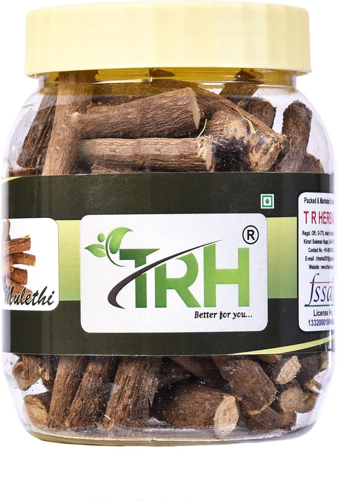 TRH Mulethi Root Stick 124; Mulethi Liquorice 124; Glycyrrhiza Glabra 124; mulethi for Body, Skin, and Hair (200 gma) Pack of (1 x 200gma)