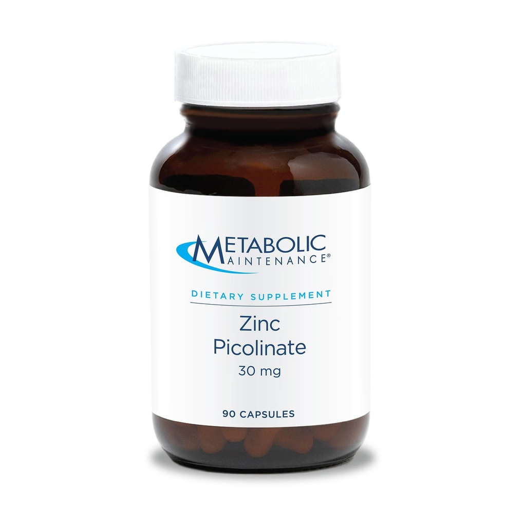 Pemeliharaan Metabolik Zinc Picolinate 30 mg - Zinc Tambahan untuk Pria dan Wanita dengan Vitamin C, Pure Mineral Dukungan Kompleks untuk Kesehatan Imune, 30mg Per Capsule - 90 Capsules