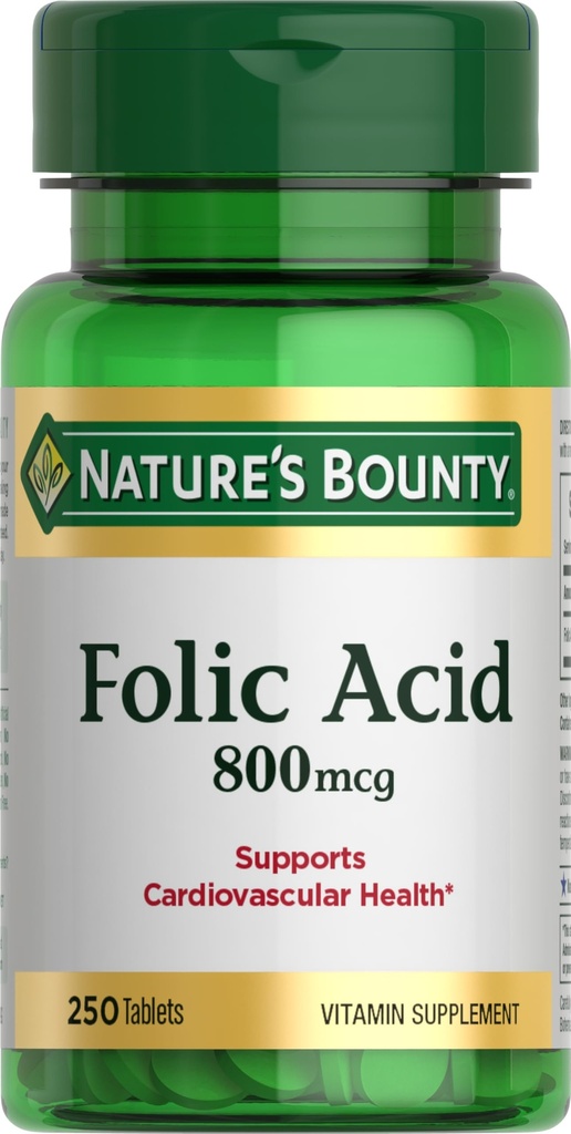 Nature 's Bounty Folic Acidlement, Support Cardiovaskular Health, 800mcg, 250 tablet