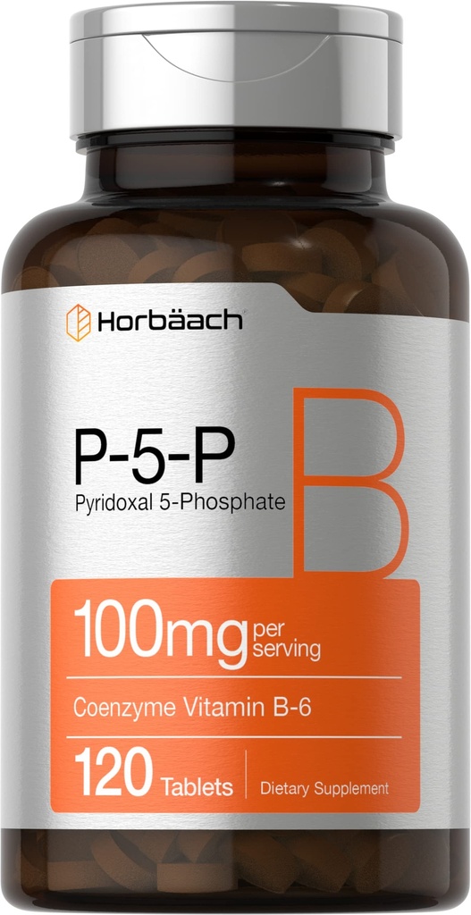 Horbäach P5P Aktivated Vitamin B6 100mg 124; 120 Tablet 144; Vegetarian Suplemen, Non-GMO, Gluten Free 124; Pyridoxal 5 Pfosfat 124; Koenzim B6