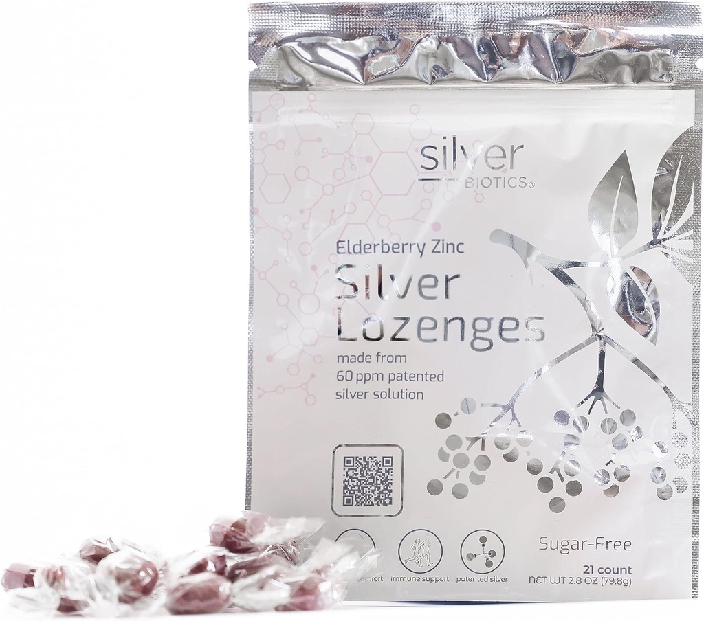 Silver Biotics Sugar- Free Colloidal Silver Lozenges 124; 60 plum SilverSol 124; Ammune support + Throat Sootite Comfort 124; Elderberry Zinc 124; 21 Count