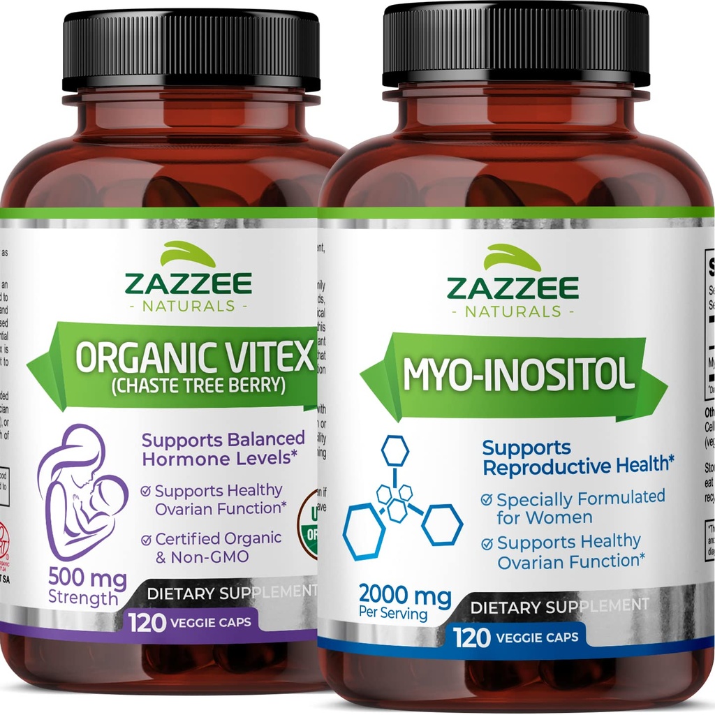 Zazzee Myo- Inositol Kapsul dan USDA Organic Vitsules, Vegan, Non-GMO dan Al- Natural