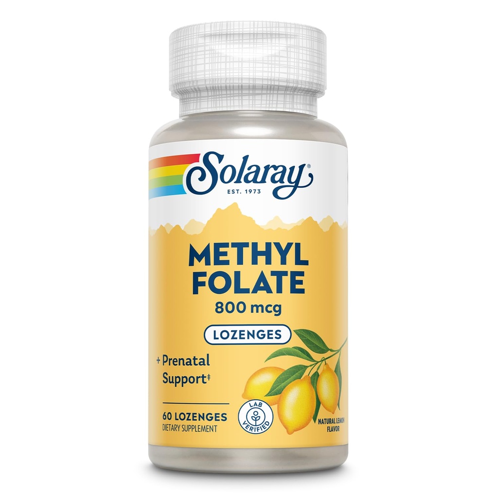 Metode SOLARAY Memalsukan 800 mcg - 470 mcg Acid Folic - 5- MTHF Prenatal Vitamin - Natural Lemon Flavor - Natural Sweeteners - Lab Diverifikasi - 60 Hari Jaminan - 60 Pelayan, 60 Lozenges