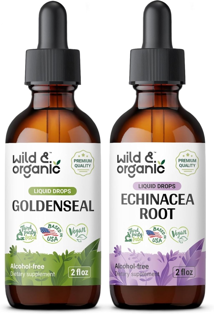 Wild & Organic Goldenseal Ticture 2 fl oz & Echinacea Tincture 2 fl oz
