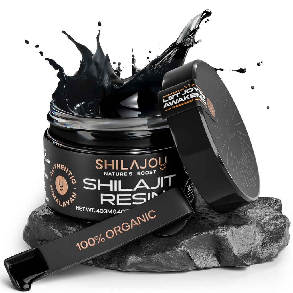 Organik Shilajit Resin untuk Pria & Perempuan - Murni Himalaya Gold Grade dengan > 75% Fulvic Acid dan 85 + Trace Minerals, Lab AS Test, Energy Boost & Imune Dukungan (40gma - 80 Servings)