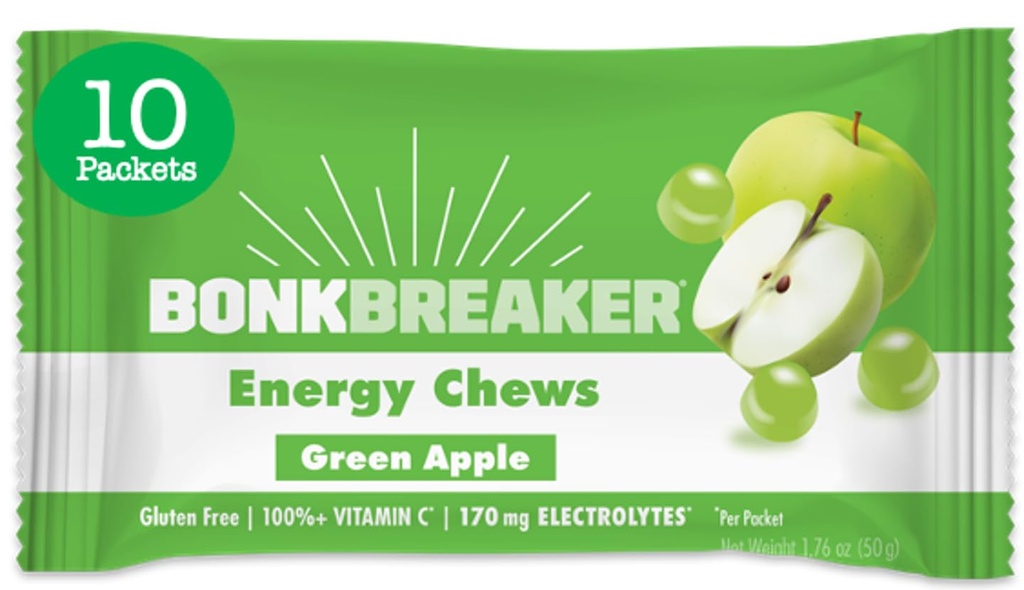 Pembuatan Energi Bonk Breaker, Dairy-Free, Gluten-Free Ingrediens untuk Menyediakan Energi Cepat dan Fokus, 1 kotak 10 Paket, Apel Hijau