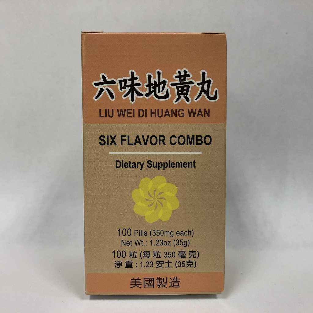 Enam Flavor Combo:: Liu Wei Di Huang::: Suplemen Herbal untuk Dizzy, Berkeringat, Tinnitus::: Dibuat di USA