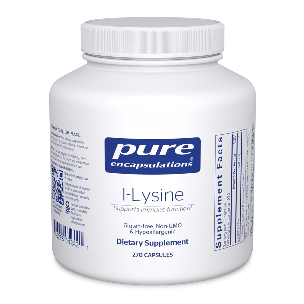 Encapsulasi Murni L- Lysine - Estial Amino Acid Suplemen Ammune Dukungan & Gum, Lip Health * - dengan L- Lysine HCI - 270 Kapsul