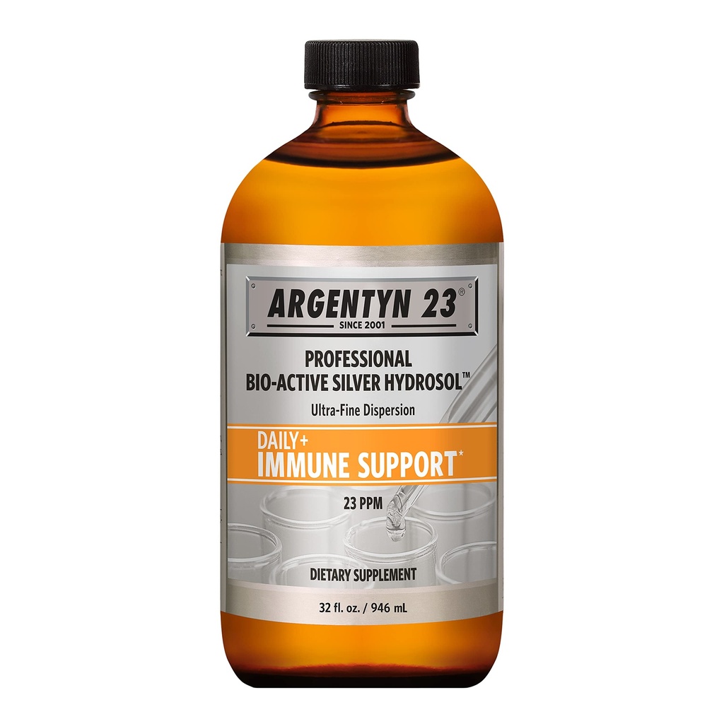 Argentyn 23 Professional Immune Support - Colloidal Silver, Bio- Active Silver Hydrosol, 23 plum, Liquid Twist Top, 32 Fl Oz (946 mL)